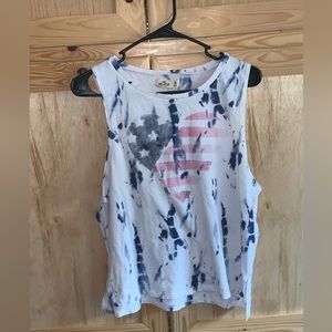 Hollister blue tye-dye heart flag shirt size M